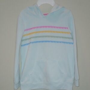 Cat & Jack White Hoodie with Rainbow Heart Stripes